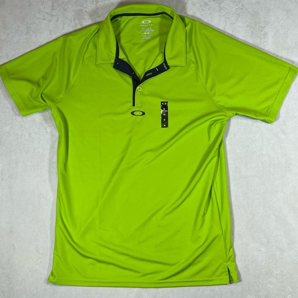 New Without Tags Oakley Men's Neon Green Y2K Performance Knit Polo Shirt - Picture 1 of 8